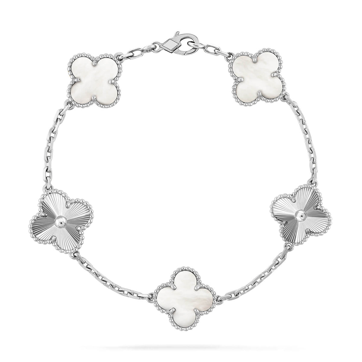 [Lumi Jewellery]CLOVER WHITE PEARL MOP 5 MOTIF BRACELET COLLECTION