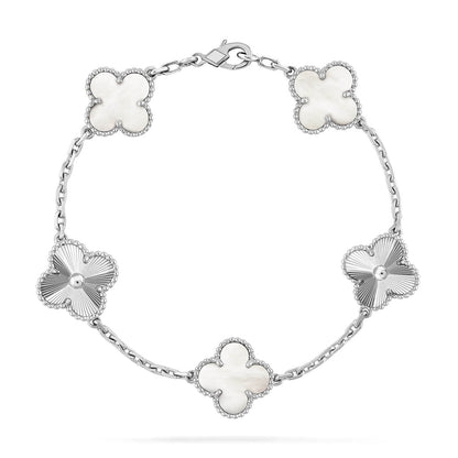 [Lumi Jewellery]CLOVER WHITE PEARL MOP 5 MOTIF BRACELET COLLECTION