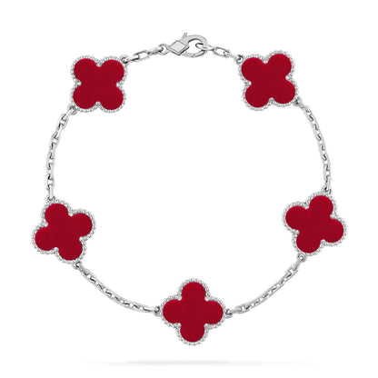 [Lumi Jewellery] CLOVER 5 MOTIF RED CORNELIAN BRACELET COLLECTION