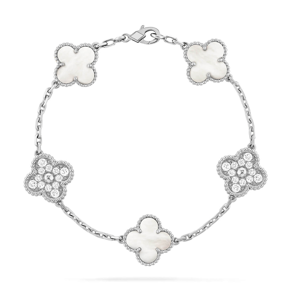 [Lumi Jewellery]CLOVER WHITE PEARL MOP 5 MOTIF BRACELET COLLECTION
