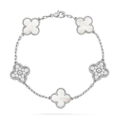 [Lumi Jewellery]CLOVER WHITE PEARL MOP 5 MOTIF BRACELET COLLECTION