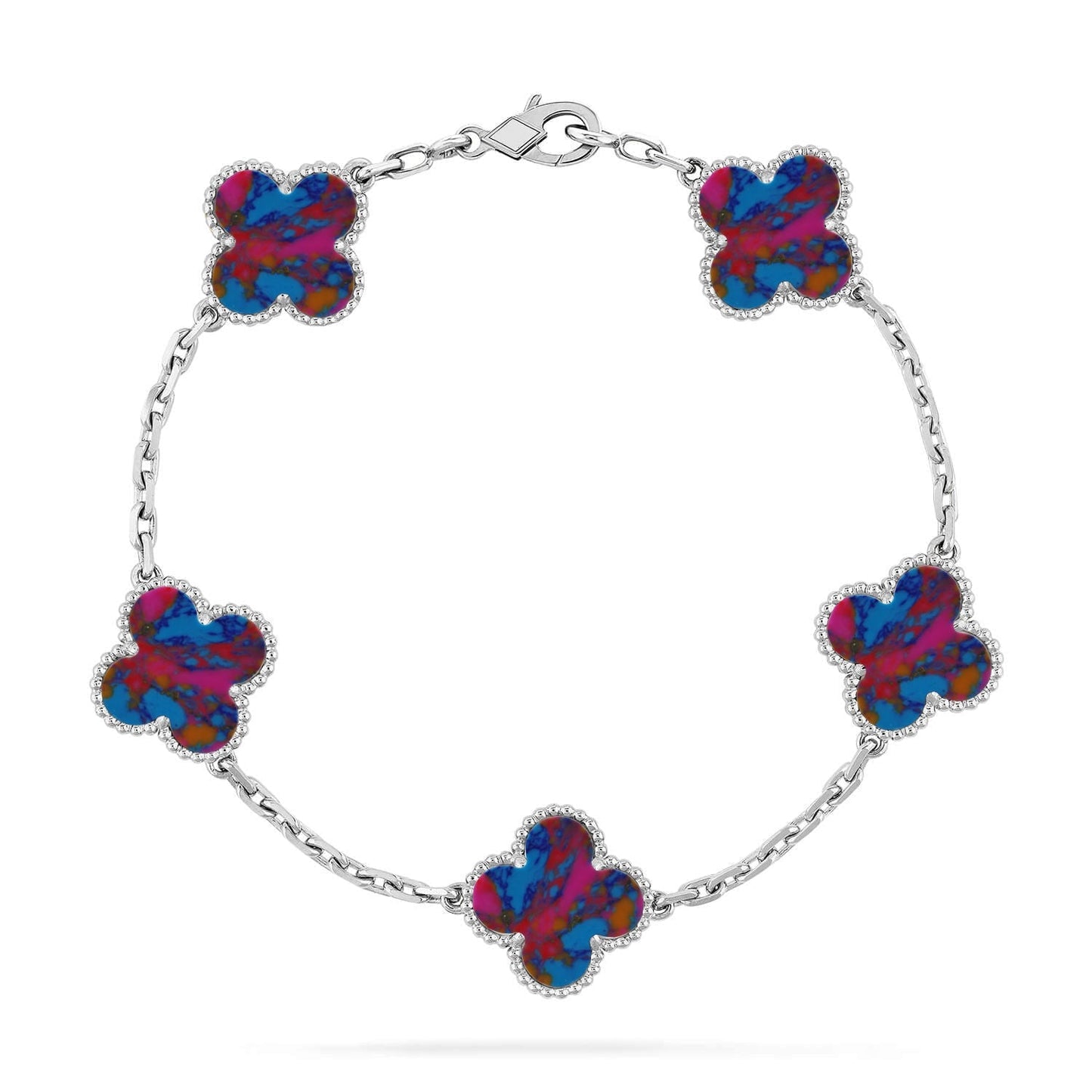 [Lumi Jewellery]CLOVER 5 MOTIF COLOR GEMSTONES BRACELET COLLECTION
