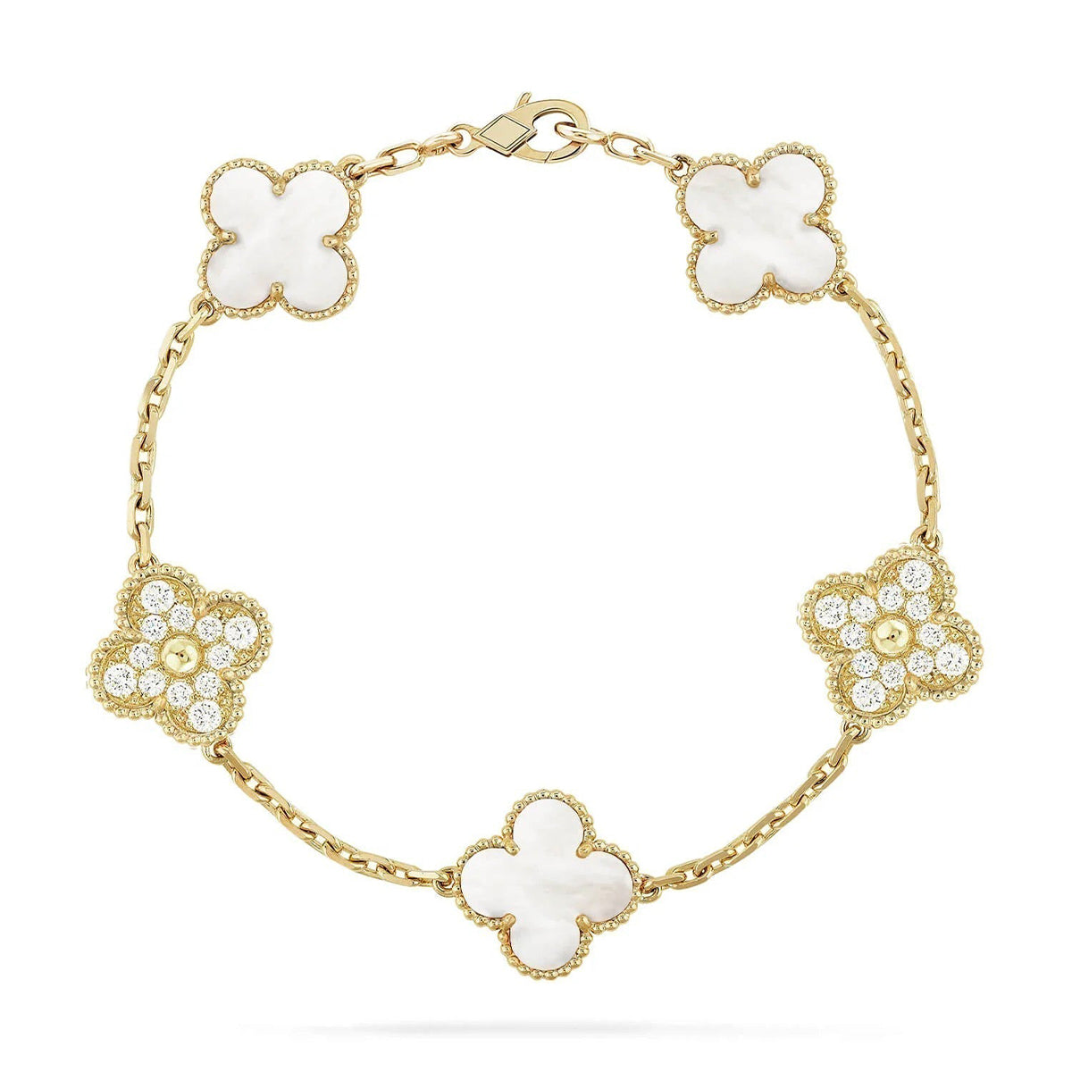 [Lumi Jewellery]CLOVER WHITE PEARL MOP 5 MOTIF BRACELET COLLECTION