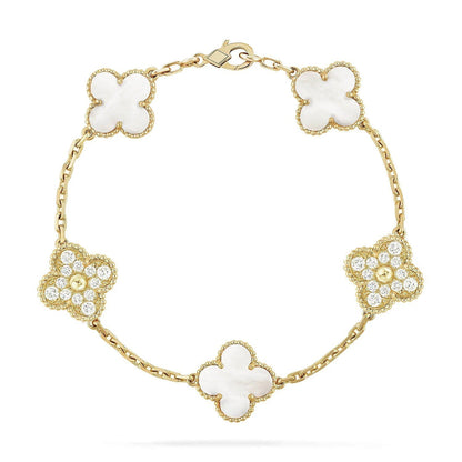 [Lumi Jewellery]CLOVER WHITE PEARL MOP 5 MOTIF BRACELET COLLECTION