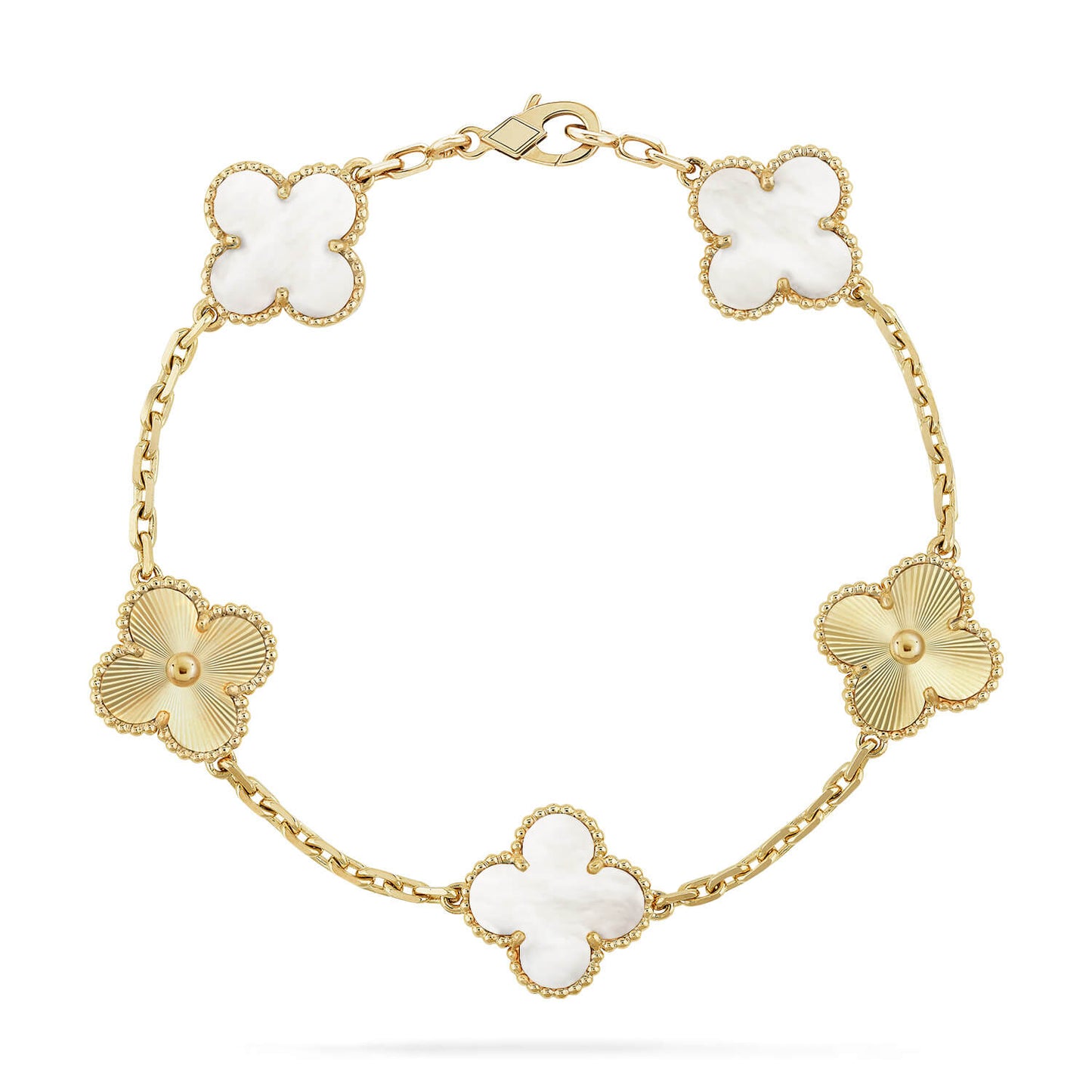 [Lumi Jewellery]CLOVER WHITE PEARL MOP 5 MOTIF BRACELET COLLECTION