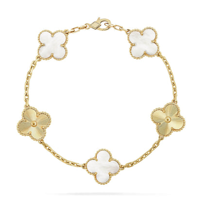 [Lumi Jewellery]CLOVER WHITE PEARL MOP 5 MOTIF BRACELET COLLECTION
