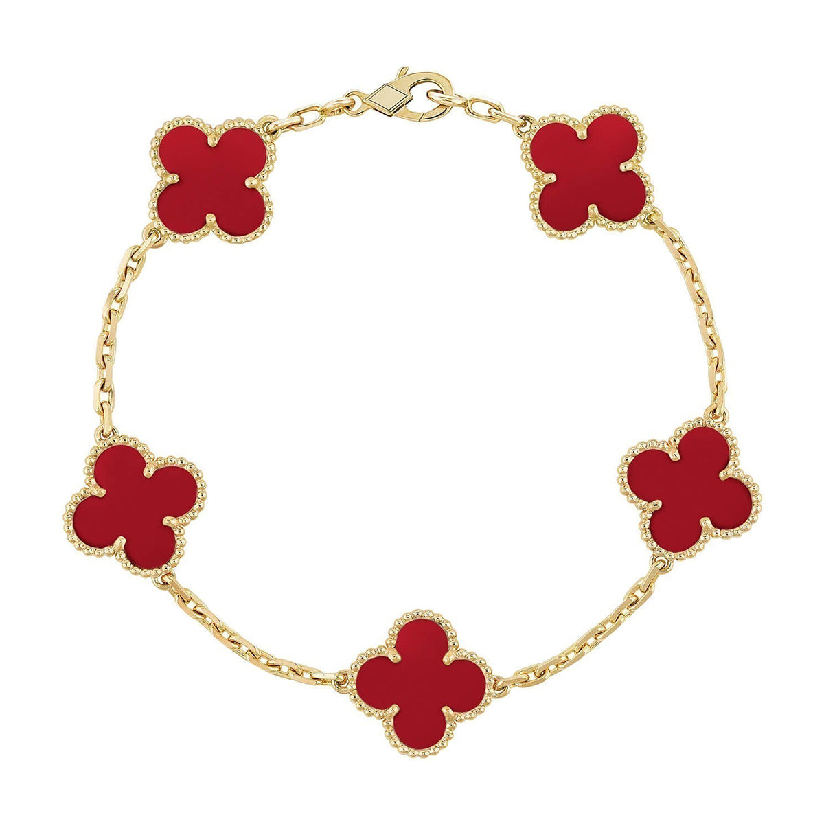 [Lumi Jewellery] CLOVER 5 MOTIF RED CORNELIAN BRACELET COLLECTION