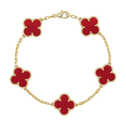 [Lumi Jewellery] CLOVER 5 MOTIF RED CORNELIAN BRACELET COLLECTION