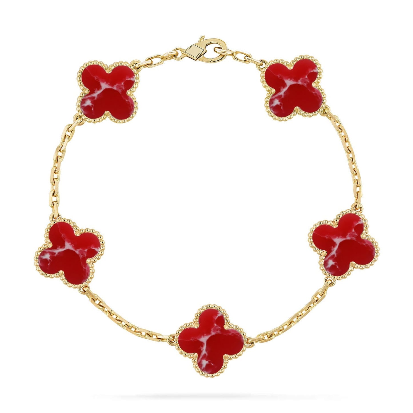 [Lumi Jewellery]CLOVER 5 MOTIF RED PATTERN BRACELET COLLECTION