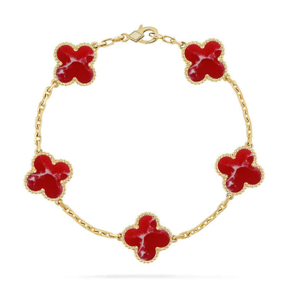 [Lumi Jewellery]CLOVER 5 MOTIF RED PATTERN BRACELET COLLECTION