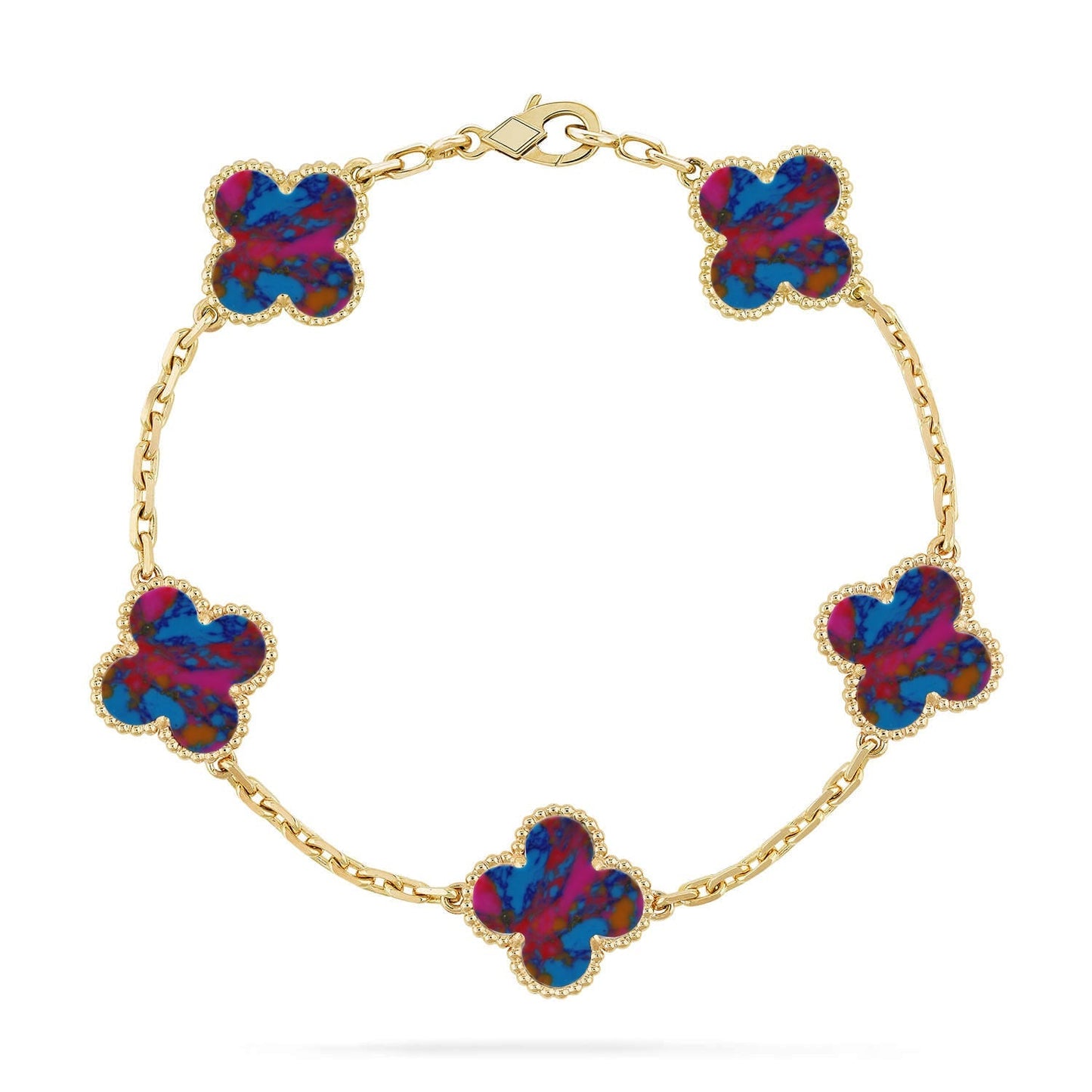 [Lumi Jewellery]CLOVER 5 MOTIF COLOR GEMSTONES BRACELET COLLECTION
