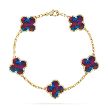 [Lumi Jewellery]CLOVER 5 MOTIF COLOR GEMSTONES BRACELET COLLECTION