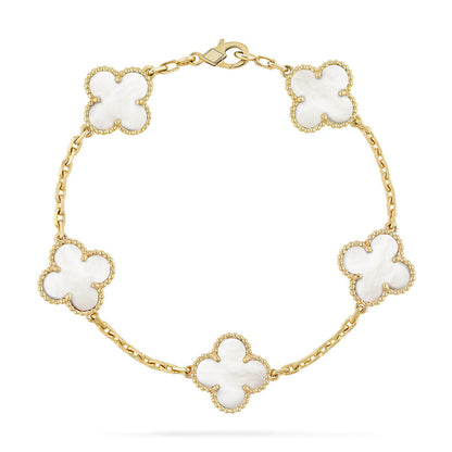 [Lumi Jewellery]CLOVER WHITE PEARL MOP 5 MOTIF BRACELET COLLECTION