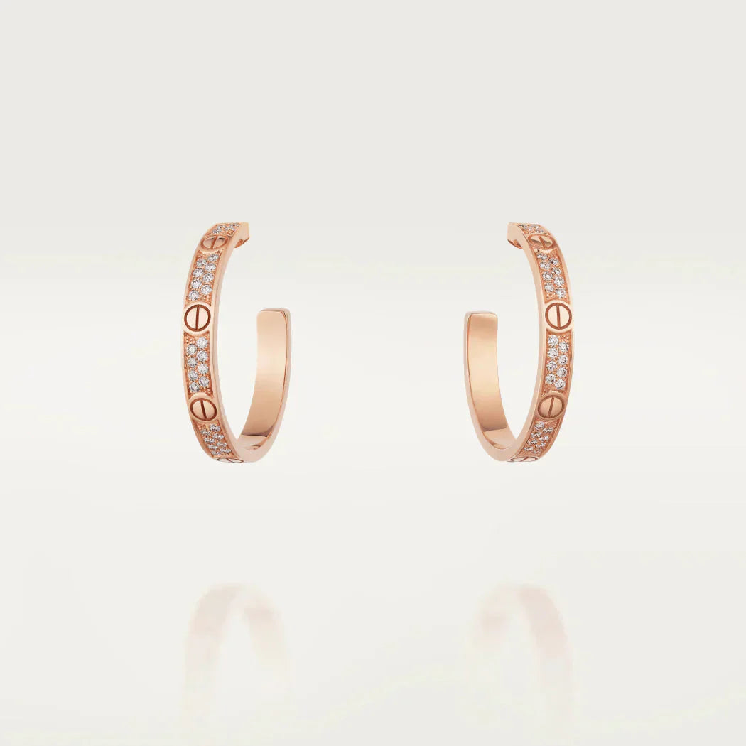 [Lumi Jewellery]LOVE DIAMOND PINK GOLD HOOP EARRINGS