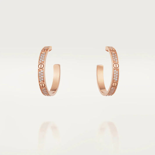 [Lumi Jewellery]LOVE DIAMOND PINK GOLD HOOP EARRINGS