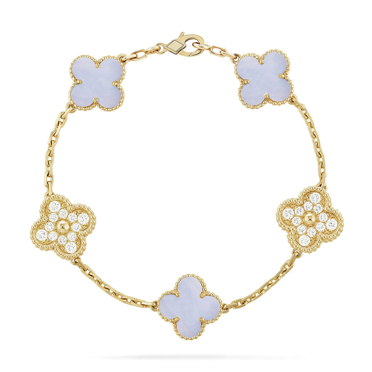 [Lumi Jewellery] CLOVER 5 MOTIF PURPLE CHALCEDONY BRACELET COLLECTION