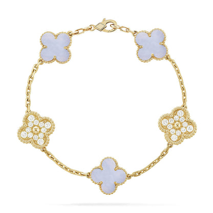 [Lumi Jewellery] CLOVER 5 MOTIF PURPLE CHALCEDONY BRACELET COLLECTION