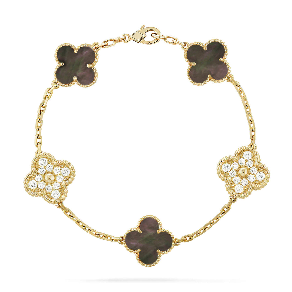 [Lumi Jewellery] CLOVER 5 MOTIF GRAY MOP BRACELET COLLECTION