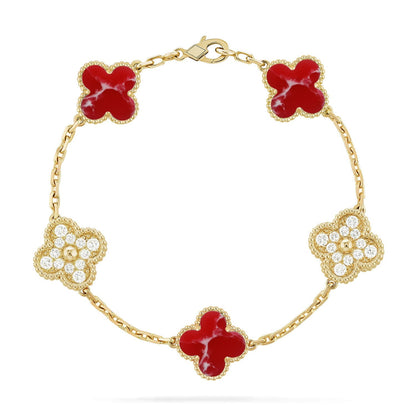 [Lumi Jewellery]CLOVER 5 MOTIF RED PATTERN BRACELET COLLECTION