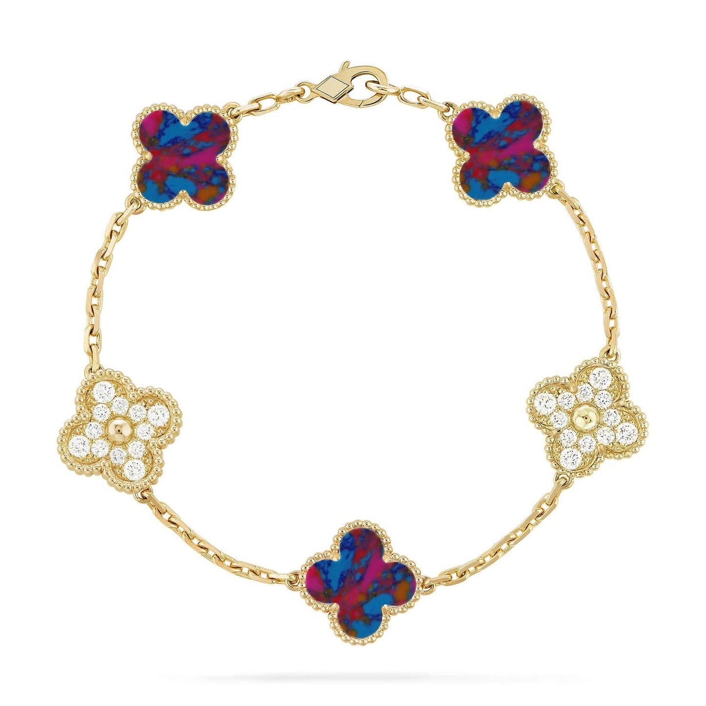 [Lumi Jewellery]CLOVER 5 MOTIF COLOR GEMSTONES BRACELET COLLECTION