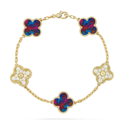 [Lumi Jewellery]CLOVER 5 MOTIF COLOR GEMSTONES BRACELET COLLECTION