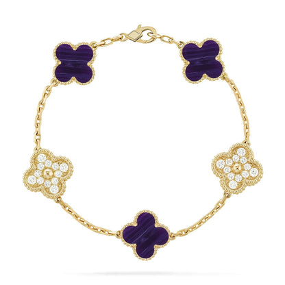[Lumi Jewellery]CLOVER 5 MOTIF PURPLE STRIPES BRACELET COLLECTION