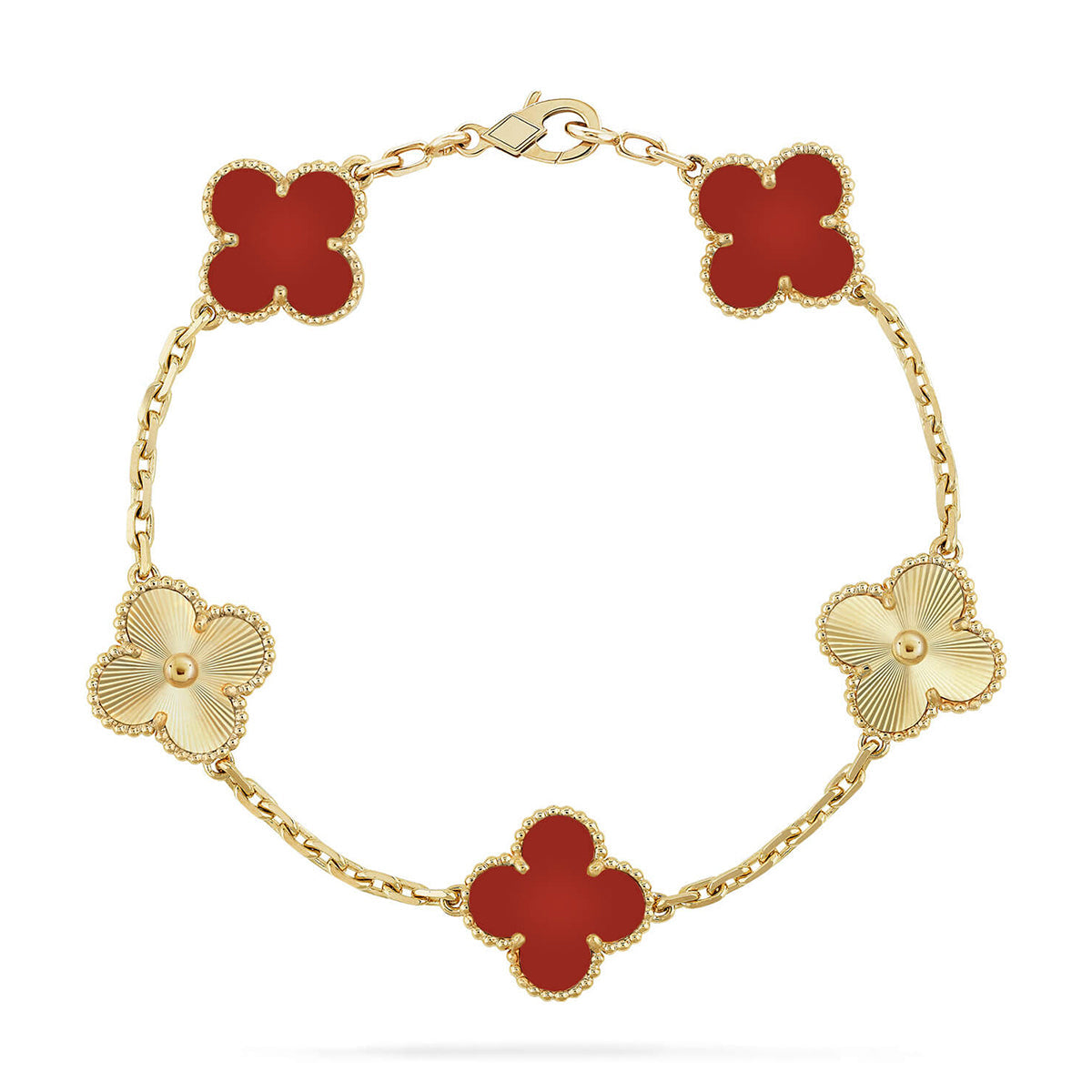 [Lumi Jewellery] CLOVER 5 MOTIF RED CORNELIAN BRACELET COLLECTION