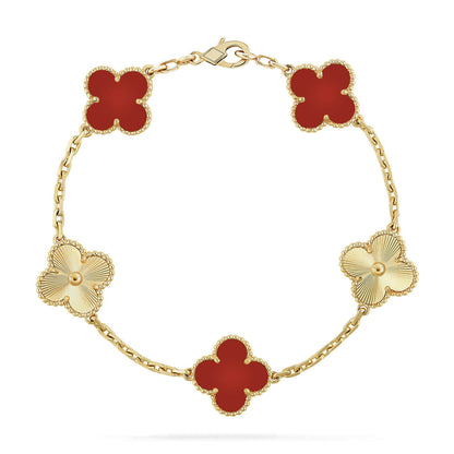 [Lumi Jewellery] CLOVER 5 MOTIF RED CORNELIAN BRACELET COLLECTION