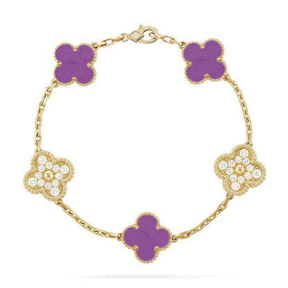 [Lumi Jewellery] CLOVER 5 MOTIF VIOLET BRACELET COLLECTION