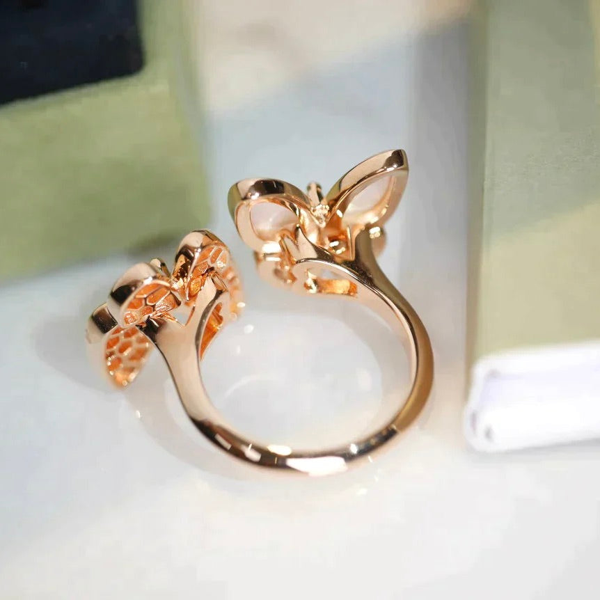 [Lumi Jewellery]TWIN BUTTERFLY DIAMOND MOP RING