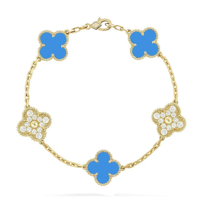 [Lumi Jewellery] CLOVER 5 MOTIF BLUE AGATE BRACELET COLLECTION