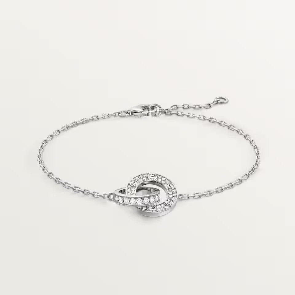 [Lumi Jewelery]LOVE DOUBLE RING FULL DIAMOND BRACELET