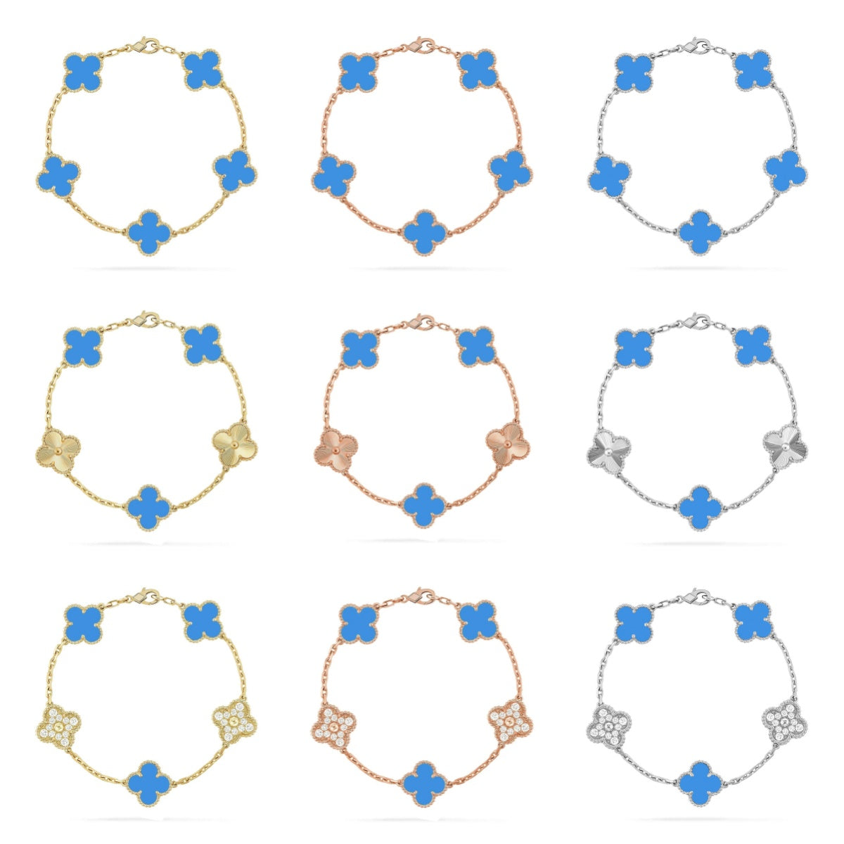[Lumi Jewellery] CLOVER 5 MOTIF BLUE AGATE BRACELET COLLECTION