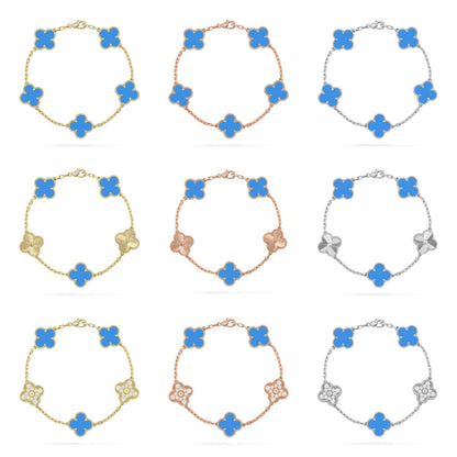 [Lumi Jewellery] CLOVER 5 MOTIF BLUE AGATE BRACELET COLLECTION