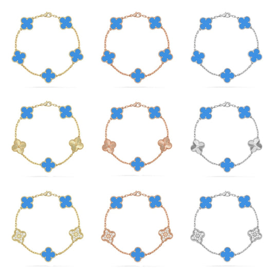 [Lumi Jewellery] CLOVER 5 MOTIF BLUE AGATE BRACELET COLLECTION