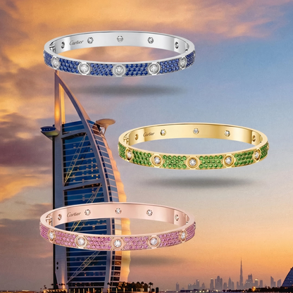[Lumi  Jewelry]2026 PAVE GEMSTONE LOVE BRACELET 6.1MM 10 DIAMONDS