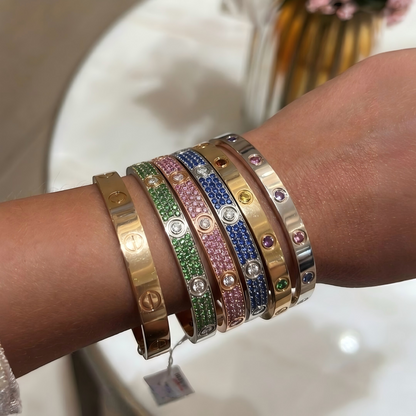 [Lumi  Jewelry]2026 PAVE GEMSTONE LOVE BRACELET 6.1MM 10 DIAMONDS