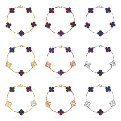 [Lumi Jewellery]CLOVER 5 MOTIF COLOR GEMSTONES BRACELET COLLECTION