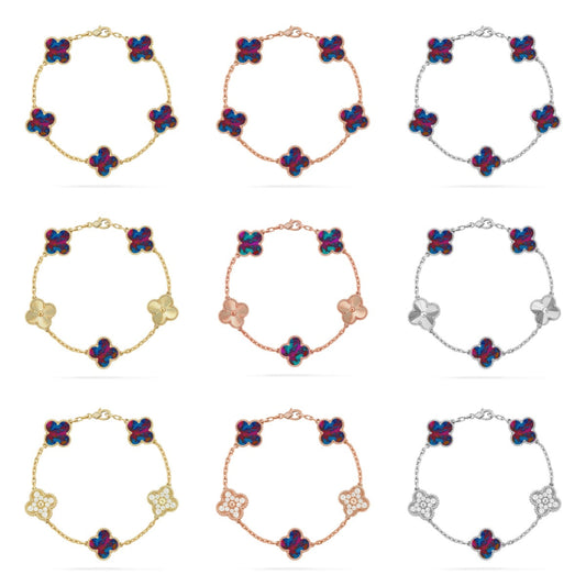 [Lumi Jewellery]CLOVER 5 MOTIF COLOR GEMSTONES BRACELET COLLECTION