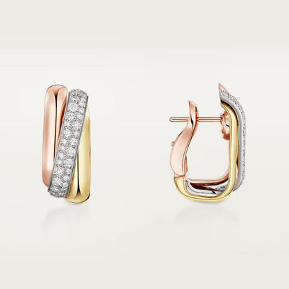 [Lumi Jewelery]TRINITY HALF DIAMOND  CUSHION EARRINGS