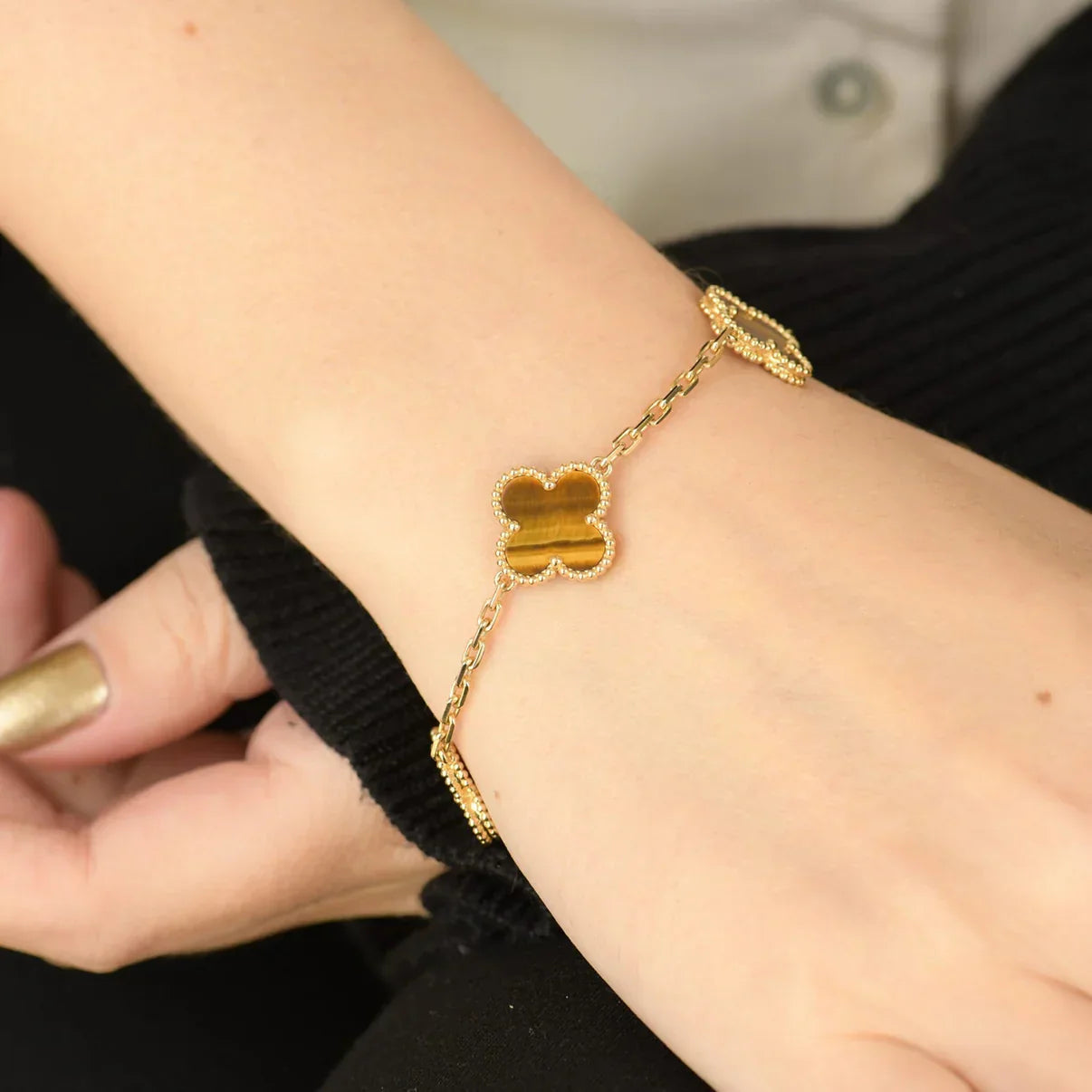 [Lumi Jewellery] CLOVER 5 MOTIFS TIGER EYE BRACELET COLLECTION