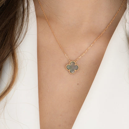 [Lumi Jewellery]CLOVER 15MM  GRAY MOTHER OF PEARL NECKLACE