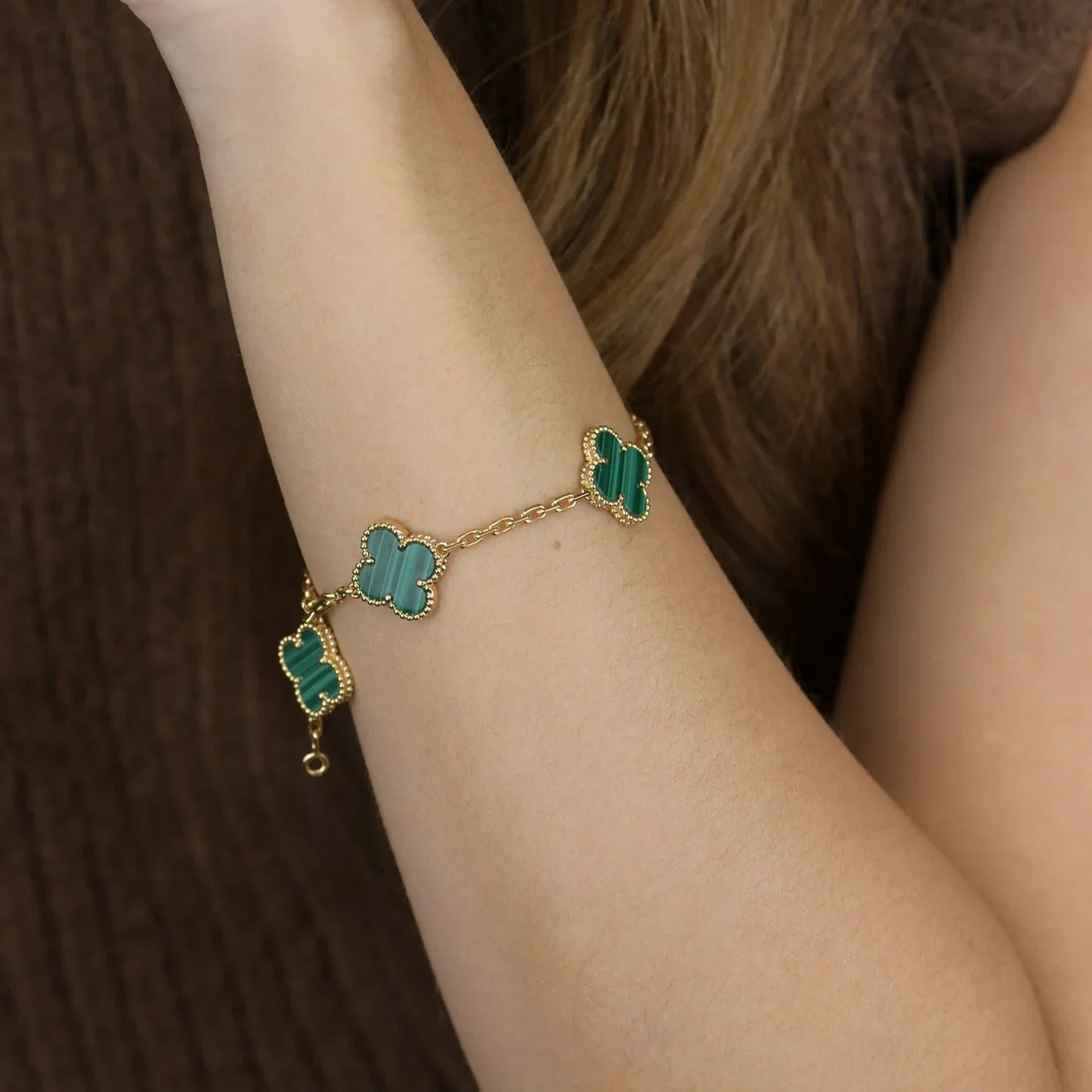 [Lumi Jewellery] CLOVER 5 MOTIF MALACHITE BRACELET COLLECTION