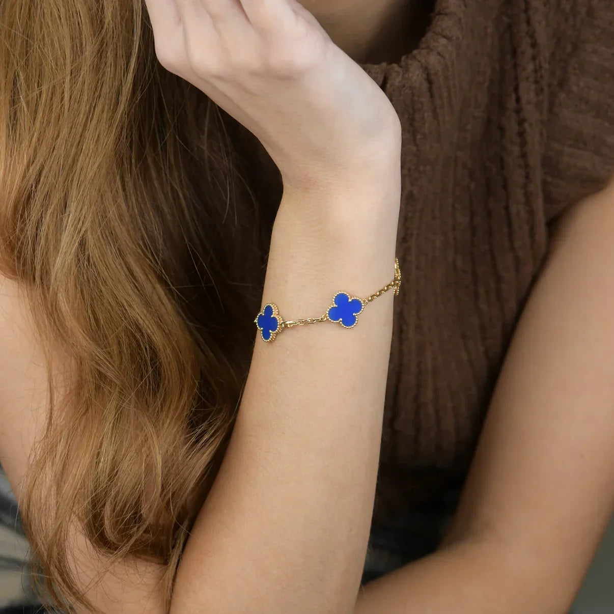 [Lumi Jewellery] CLOVER 5 MOTIF BLUE AGATE BRACELET COLLECTION