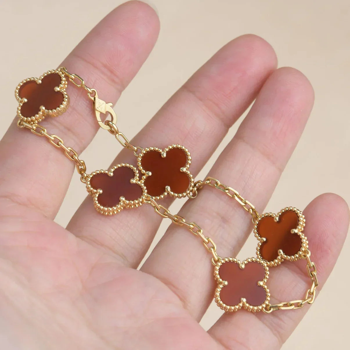 [Lumi Jewellery] CLOVER 5 MOTIF RED CORNELIAN BRACELET COLLECTION