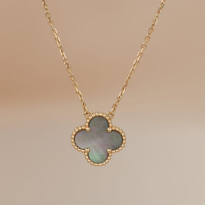 [Lumi Jewellery]CLOVER 15MM  GRAY MOTHER OF PEARL NECKLACE