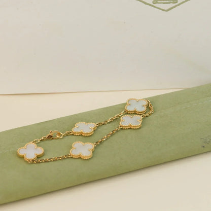 [Lumi Jewellery]CLOVER WHITE PEARL MOP 5 MOTIF BRACELET COLLECTION
