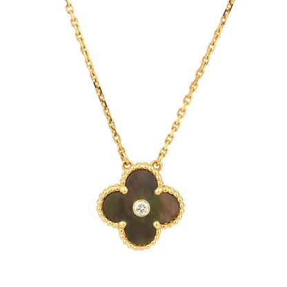 [Lumi Jewellery]CLOVER 15MM DIAMOND AND MOTHER-OF-GREY NECKLACE