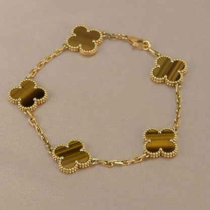 [Lumi Jewellery] CLOVER 5 MOTIFS TIGER EYE BRACELET COLLECTION