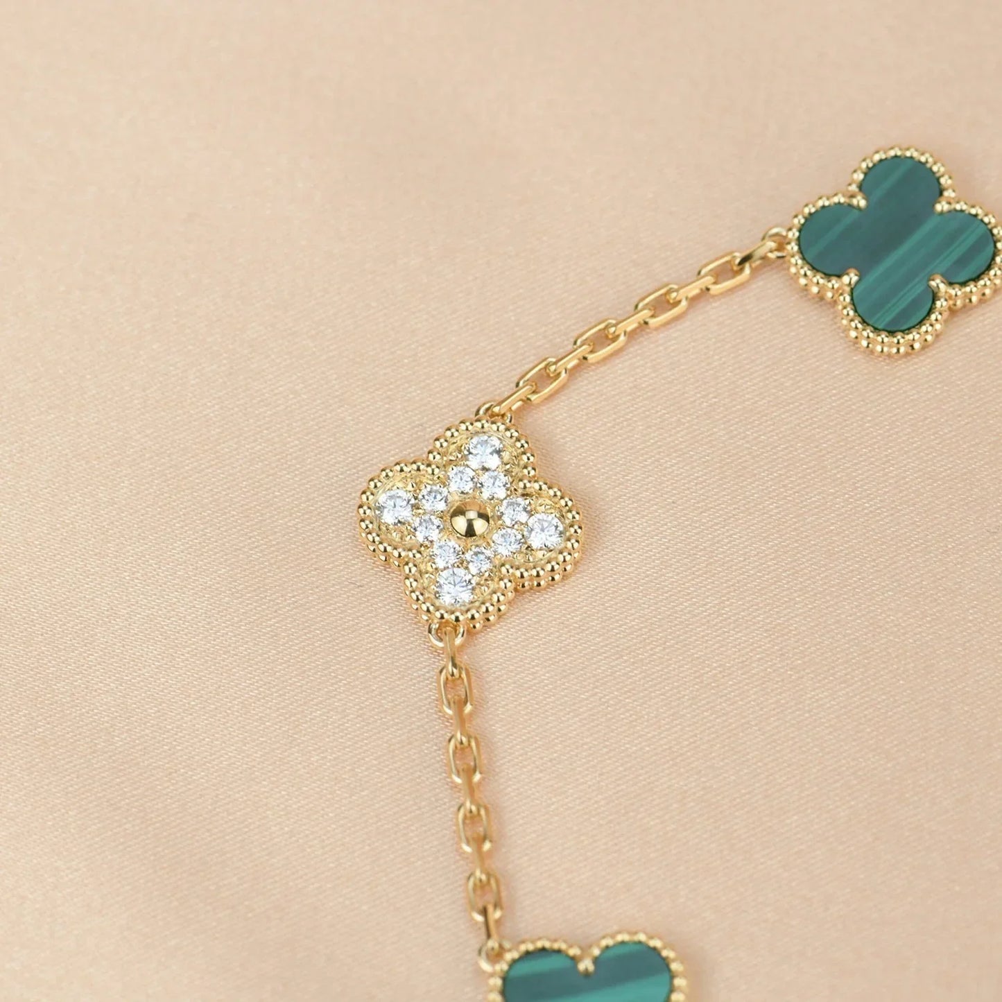 [Lumi Jewellery] CLOVER 5 MOTIF MALACHITE BRACELET COLLECTION